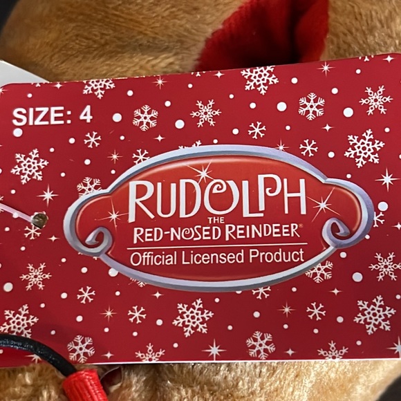 NEW RUDOLPH THE RED-NOSED REINDEER BABY SLIPPERS COLOR BROWN AND RED - Picture 6 of 8